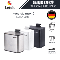 THÙNG RÁC THÔNG MINH LETEK LC05 – Nhỏ gọn tiện ích cho mọi không gian sống, kèm cả miếng dán treo tường và thanh ray gài cửa tủ bếp