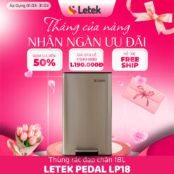 THÙNG RÁC ĐẠP CHÂN INOX CHỐNG VÂN TAY LETEK LP05, LP12 & LP18 : SANG TRỌNG, BỀN BỈ, TIỆN NGHI HOÀN HẢO
