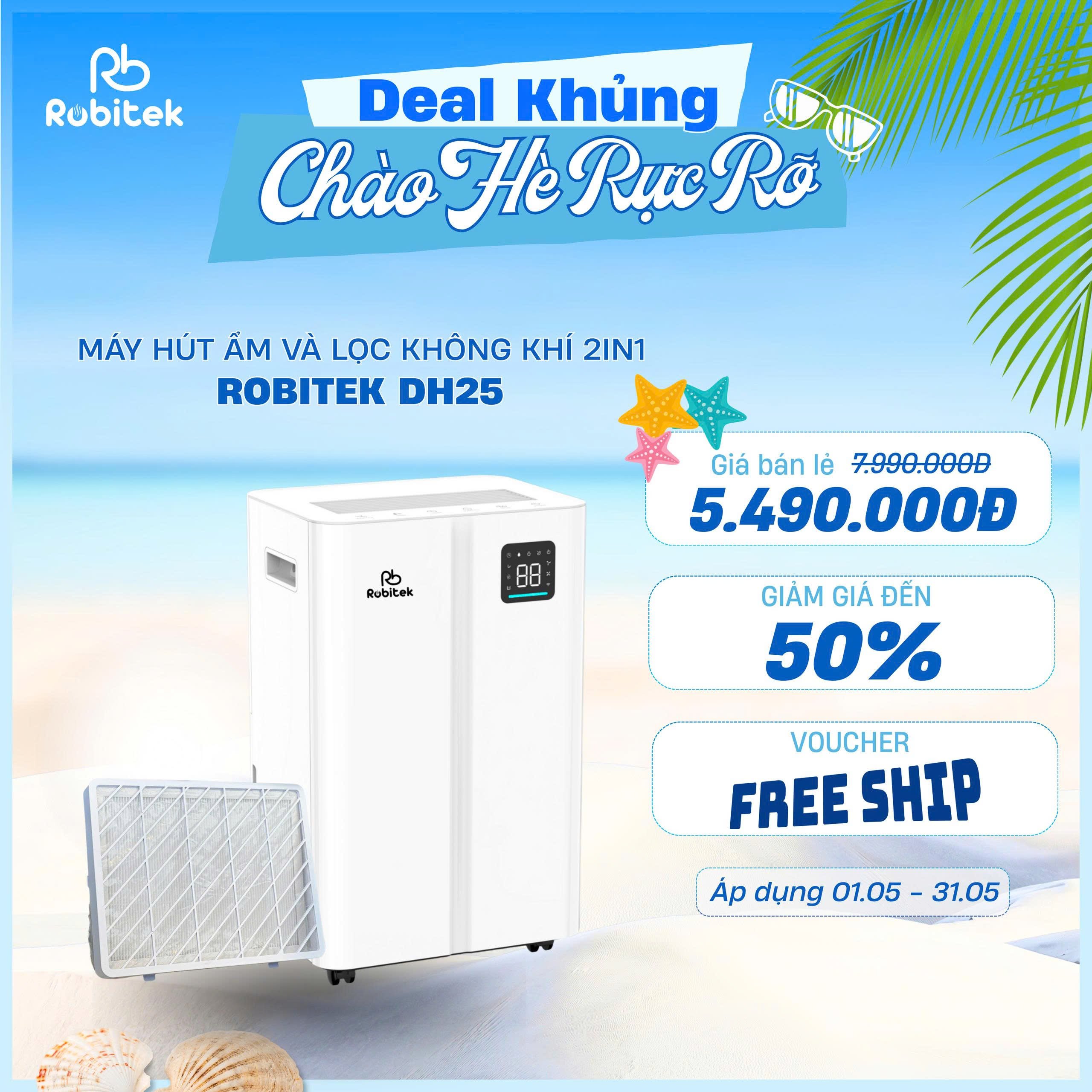 Máy Hút Ẩm Robitek DH25 | Công suất hút ẩm 25L/ngày