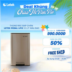 THÙNG RÁC ĐẠP CHÂN INOX CHỐNG VÂN TAY LETEK LP05, LP12 & LP18 : SANG TRỌNG, BỀN BỈ, TIỆN NGHI HOÀN HẢO