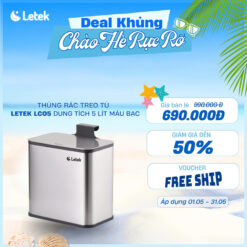 THÙNG RÁC THÔNG MINH LETEK LC05 – Nhỏ gọn tiện ích cho mọi không gian sống, kèm cả miếng dán treo tường và thanh ray gài cửa tủ bếp