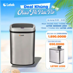 THÙNG RÁC THÔNG MINH LETEK LS50 – Thùng rác cảm ứng, thiết kế tối giản, tiện ích cho mọi không gian sống